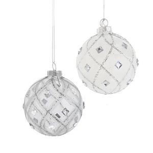 Kurt S. Adler 6pc. Jeweled Clear Feather White Ball Ornament Set