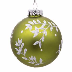 Kurt S. Adler 6pc. 80MM Green Leaf Design Ball Ornaments alternate view
