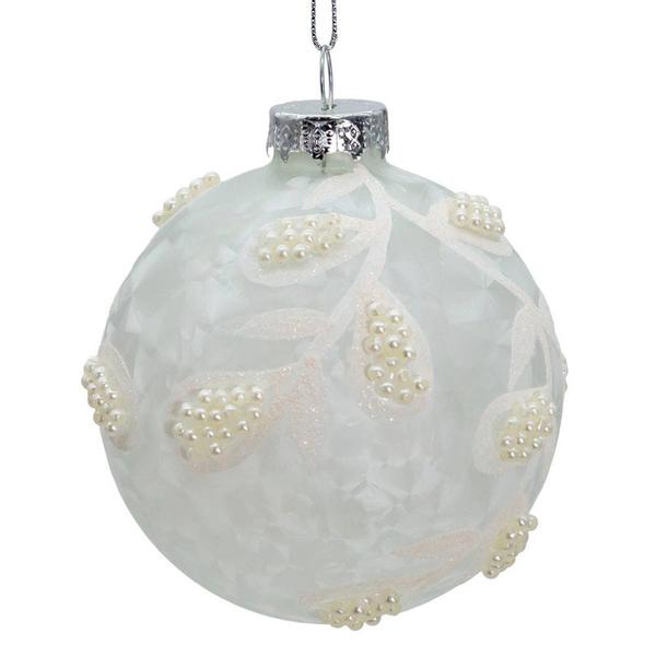 Kurt S. Adler 6pc. Glass White Pearl Ball Ornament Set alternate view