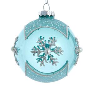 Kurt S. Adler Glass Teal Snowflake 6pc. Ball Ornament Set