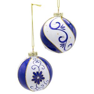 Kurt S. Adler 80mm 6pc. Blue & White Glass Balls Set alternate view