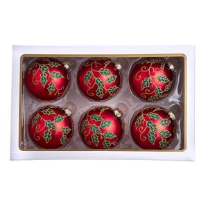 Kurt S. Adler 6pc. Glass Red Berry & Holly Ball Ornament Set