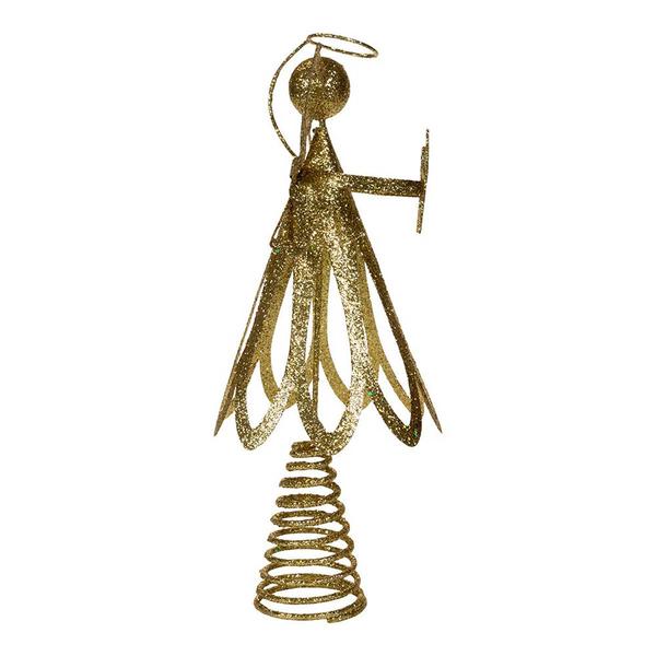 Kurt S. Adler 12in. Gold Glitter Metal Angel Treetop alternate view