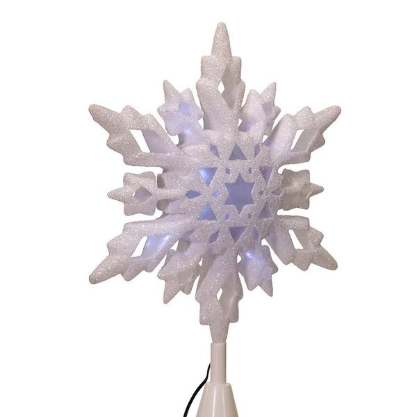 Kurt S. Adler 10in. Cool White LED Glitter Snowflake Tree Topper alternate view