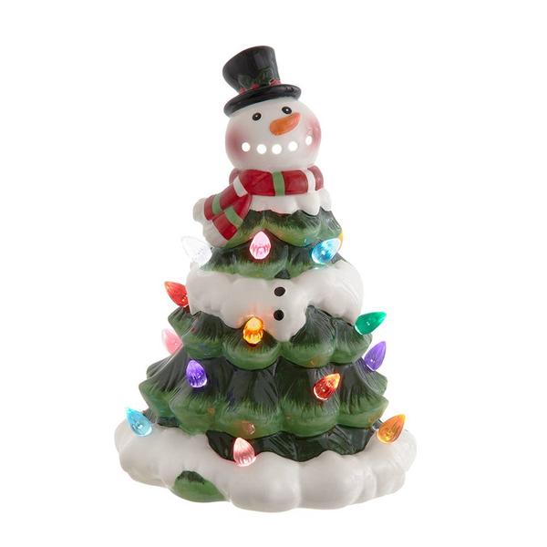 Kurt S. Adler 9in. Battery-Operated Ceramic Light-Up Snowman Tree