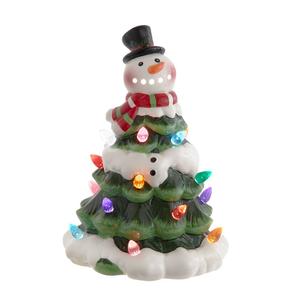 Kurt S. Adler 9in. Battery-Operated Ceramic Light-Up Snowman Tree