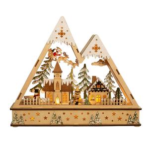 Kurt S. Adler 11.4in. Wooden Light Up Mountain Village