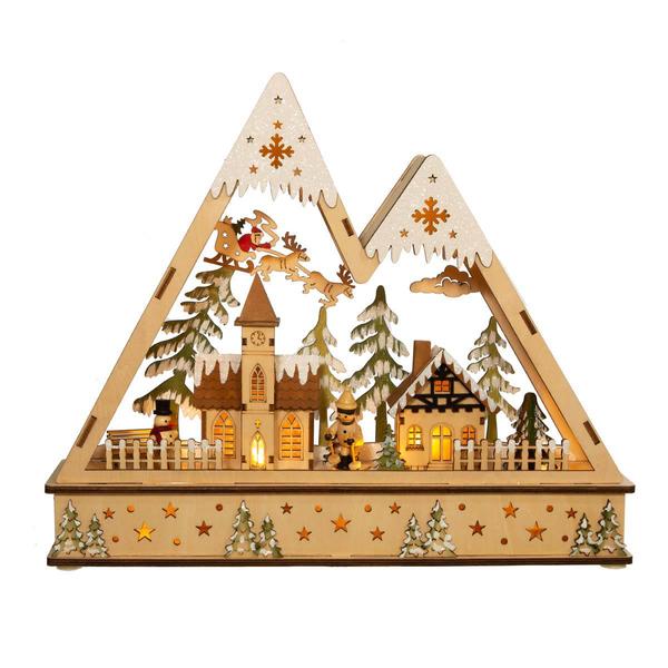 Kurt S. Adler 11.4in. Wooden Light Up Mountain Village