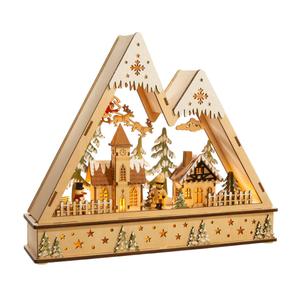 Kurt S. Adler 11.4in. Wooden Light Up Mountain Village alternate view