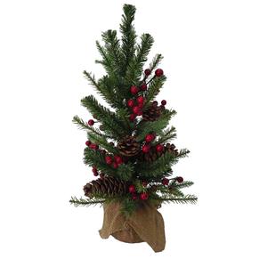 Kurt S. Adler 24in. Red Berries & Pinecones Fir Tree