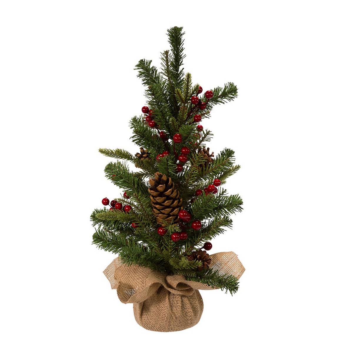 Kurt S. Adler 24in. Red Berries & Pinecones Fir Tree