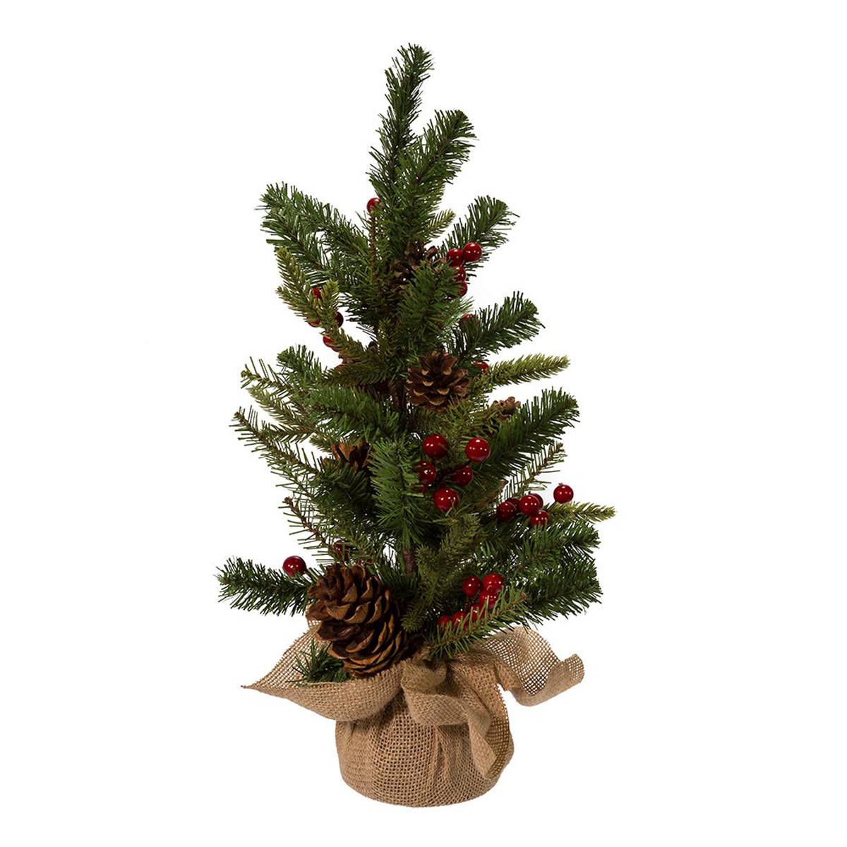 Kurt S. Adler 24in. Red Berries & Pinecones Fir Tree