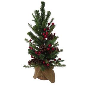 Kurt S. Adler 18in. PVC Tree w/ Red Berry, Pinecone, and Burlap