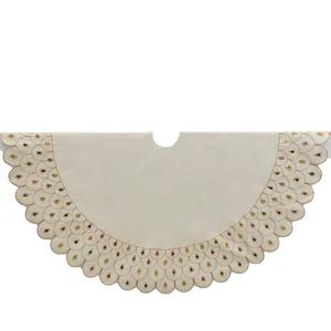 Kurt S. Adler 60in. Scalloped Ivory Embroidered Tree Skirt