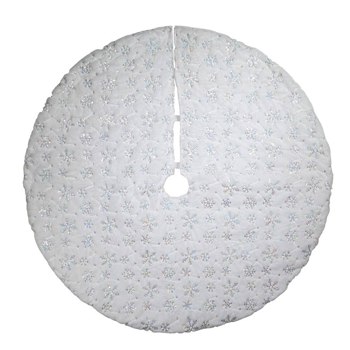 Kurt S. Adler 48in. White Tree Skirt w/ Snowflake Border