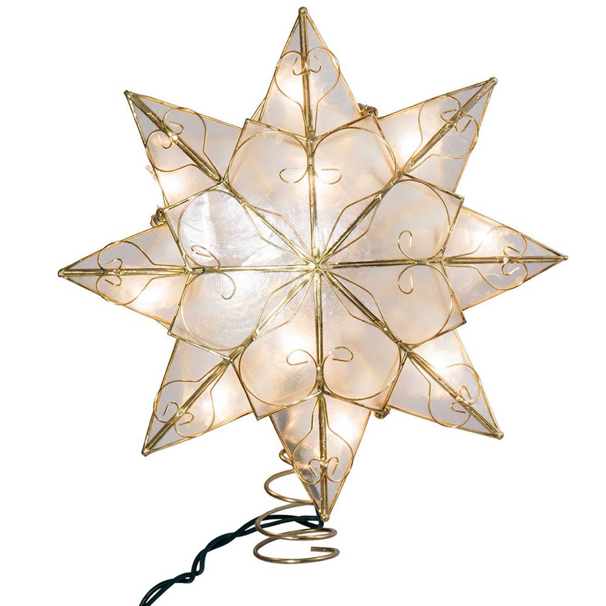 Kurt S. Adler 10-Light Arabesque Capiz Star Tree Topper