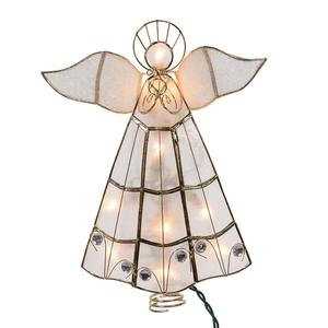 Kurt S. Adler 10-Light Capiz Angel Treetop w/ Trumpet