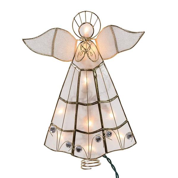 Kurt S. Adler 10-Light Capiz Angel Treetop w/ Trumpet