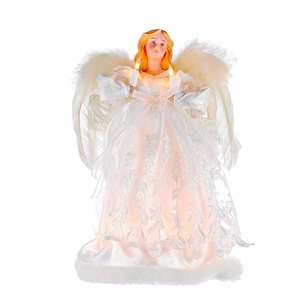 Kurt S. Adler 12in. 10-Light Ivory Angel Tree Top