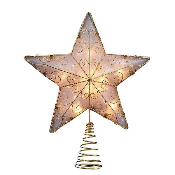 Kurt S. Adler UL 10-Light 8.5in. Gold Reflector Star Tree Topper