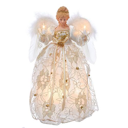 Kurt S. Adler 10 Light 12in. Ivory & Gold Angel Tree Topper