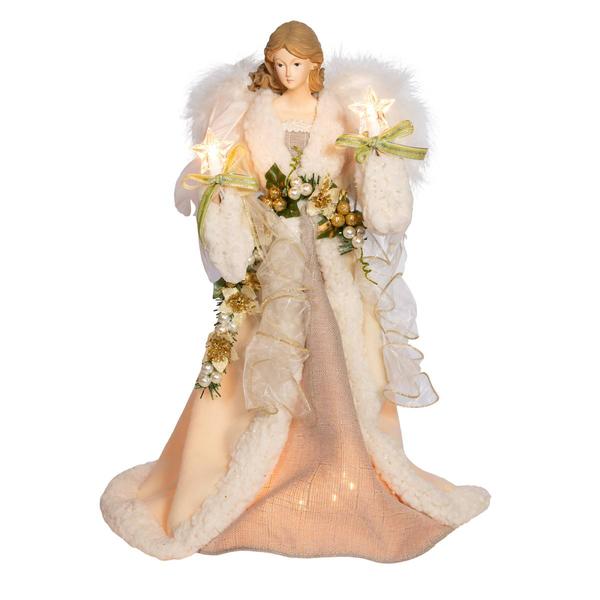 Kurt S. Adler 16in. Ivory and Grey Angel Tree Topper