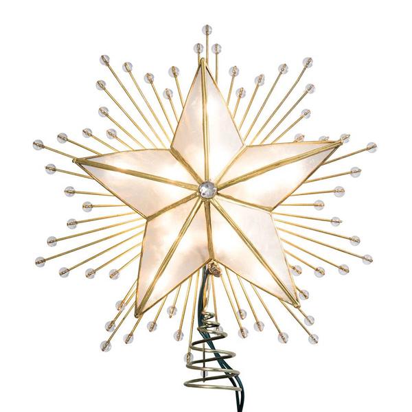 Kurt S. Adler 10in. 5-Point Capiz Star Tree Top w/Rays & Beads