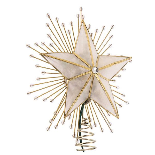 Kurt S. Adler 10in. 5-Point Capiz Star Tree Top w/Rays & Beads alternate view