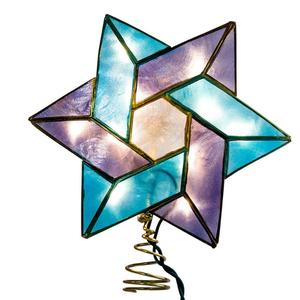 Kurt S. Adler 10-Light Capiz Color Star of David Treetop