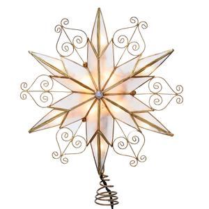 Kurt S. Adler 10-Light 6-Point Capiz Star Treetop w/Scroll Design