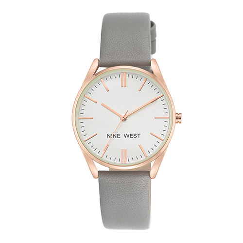 Womens Nine West Grey Strap Watch - NW/1994RGGY