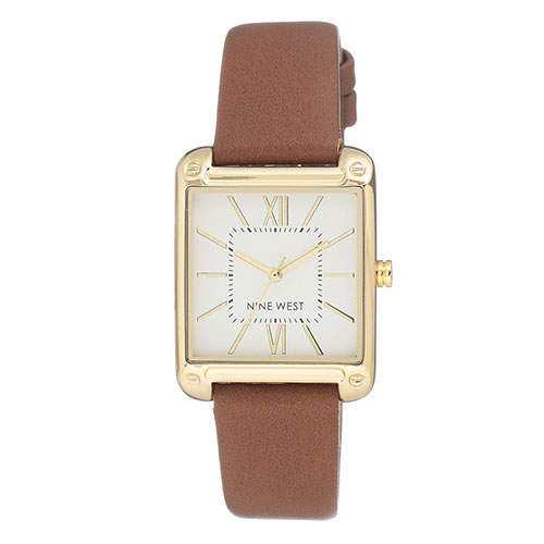 Womens Nine West Brown Strap Watch - NW-2116SVBN