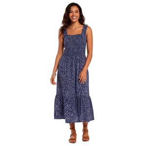 Womens beachlunchlounge Abstract Smock Ruffle Hem Midi Dress
