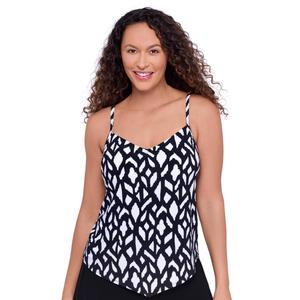 Womens American Beach Geometric Hanky Hem Tankini Swim Top