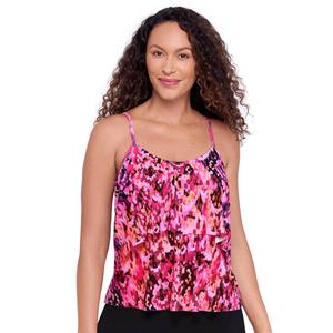 Womens American Beach Ikat Confetti Flounce Tankini Swim Top