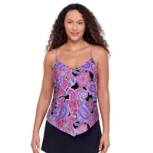 Womens American Beach Paisley Party Hanky Hem Tankini Swim Top