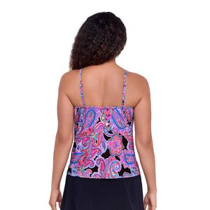 Womens American Beach Paisley Party Hanky Hem Tankini Swim Top alternate view