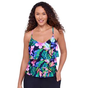 Womens American Beach Bahama Mama Triple Tier Tankini Swim Top
