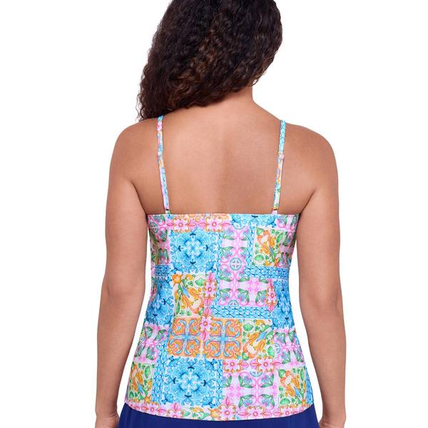 Womens American Beach Libson Tiles Tiered Tankini Swim Top alternate view