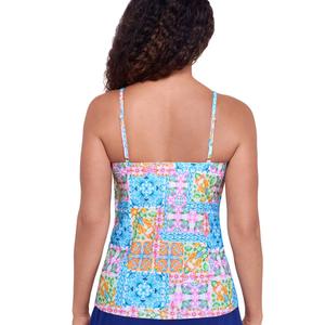 Womens American Beach Libson Tiles Tiered Tankini Swim Top alternate view