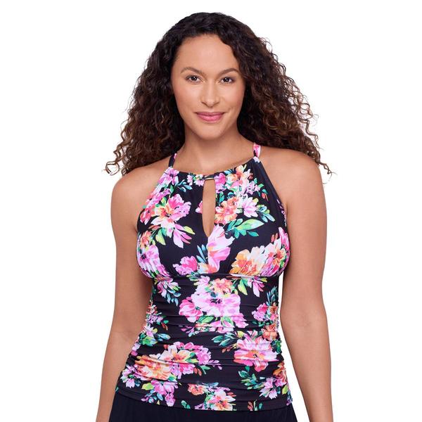 Womens American Beach Night In Bloom Keyhole Tankini Swim Top