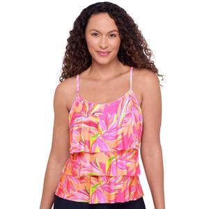 Womens American Beach Vivid Paradisia Tiered Tankini Swim Top
