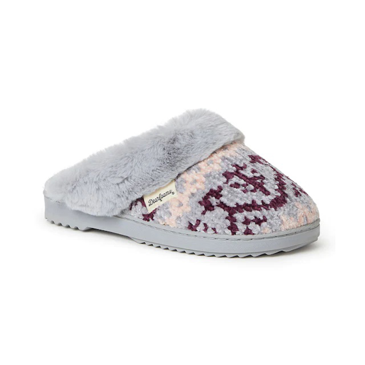 Womens Dearfoams(R) Allison Chenille Fair Isle Scuff Slippers