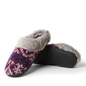 Womens Dearfoams(R) Cani Chenille Clog Slippers - Purple