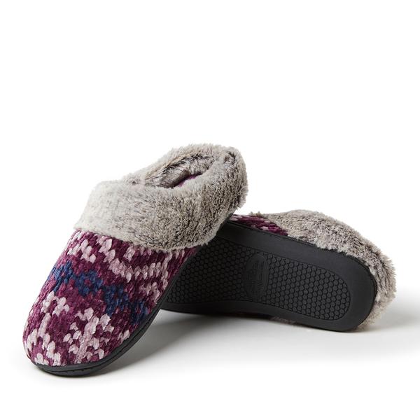 Womens Dearfoams(R) Cani Chenille Clog Slippers - Purple
