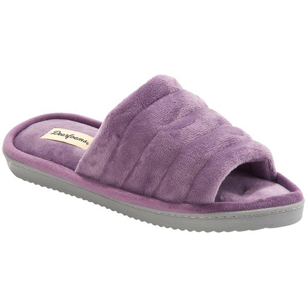 Womens Dearfoams(R) Quilted Velour Slide Slippers