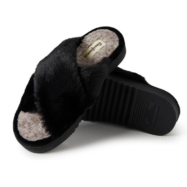 Womens Dearfoams(R) Ana Solid Quilted Velour Slide Slippers