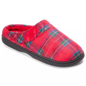 Womens Dearfoams(R) Darcy Velour Clog Slippers - Red Plaid alternate view