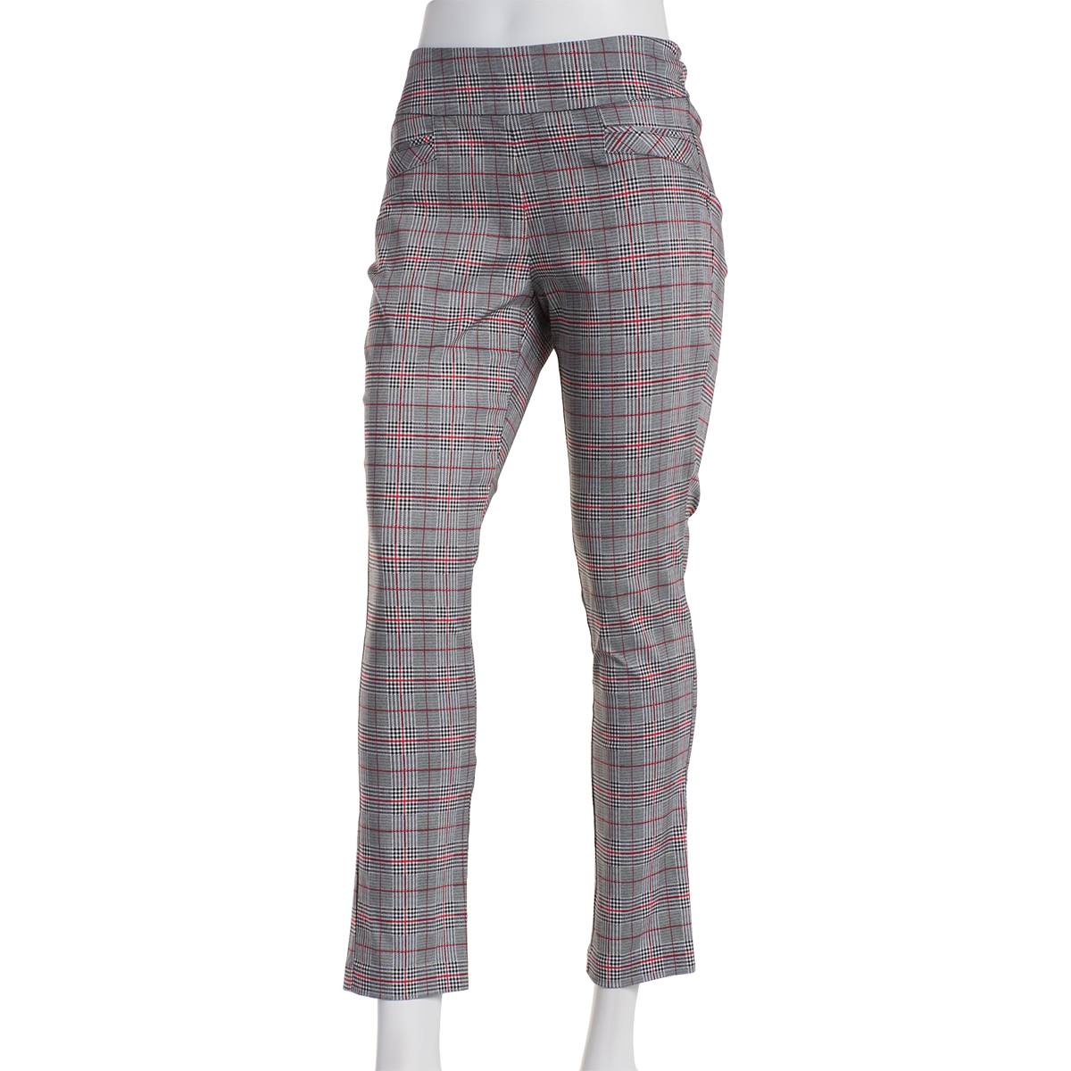 Juniors Joe B Glen Plaid Millenium Ankle Pants-Black/Red