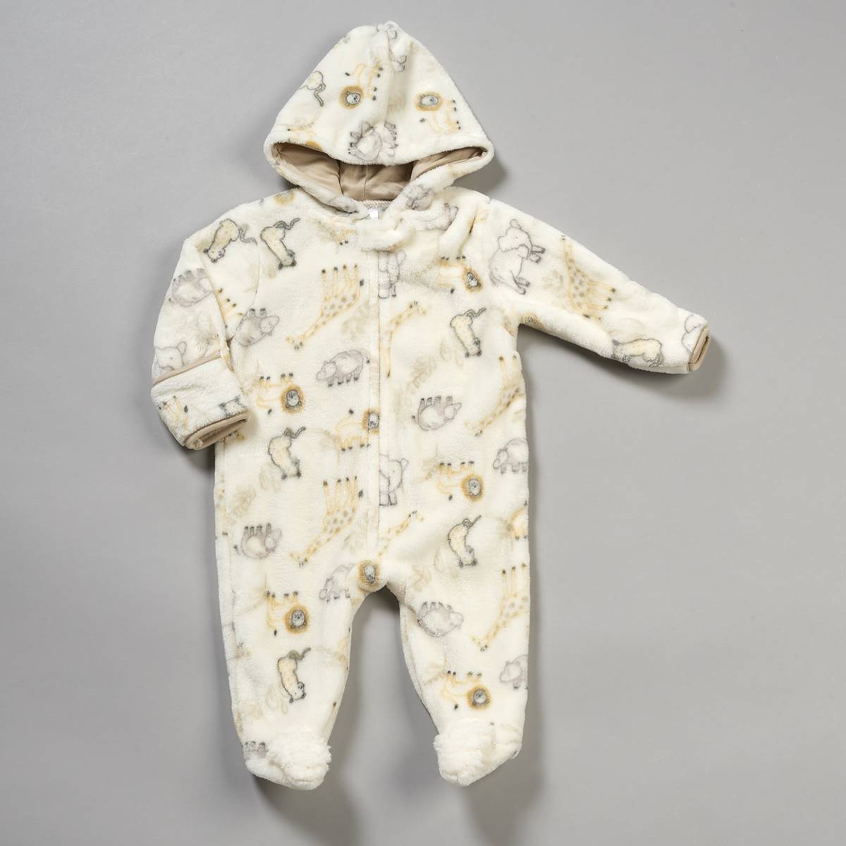 Baby Unisex (NB-9M) Le Top Bebe Safari Hooded Faux Fur Coverall